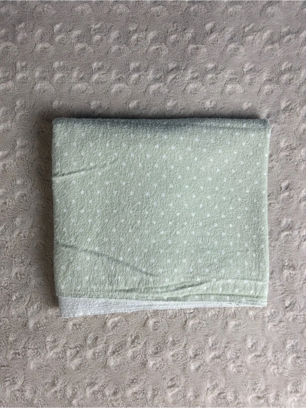 Parent's Choice Green White Polka Dots Baby Receiving Blanket Thin Flannel